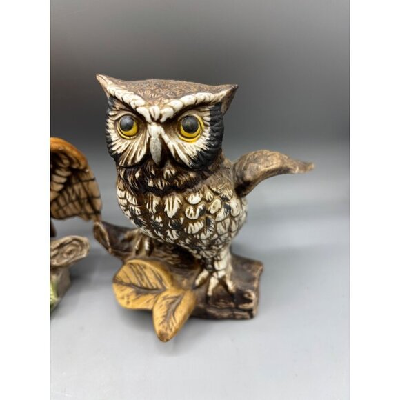 Set Of 3 Vintage Homco Ceramic Owl Figurines Retro Decor - Picture 4 of 8
